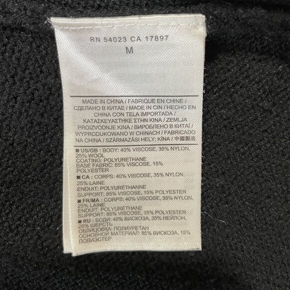 Banana Republic Black Open Front Cardigan Faux Leather Pockets Wool Blend Size M - Picture 15 of 16